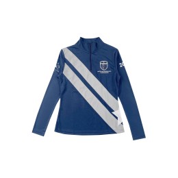 Manufacture Long Sleeve Polo Shirt with Stand Collar Custom Star Patch Print LOGO Equestrian Royal Blue Polo Zipper Chest 100%Polyester JQ3018 P1529 Manufacture Long Sleeve Polo Shirt with Stand Collar Custom Star Patch Print LOGO Equestrian Royal Blue Polo Zipper Chest 100%Polyester JQ3018 P1529